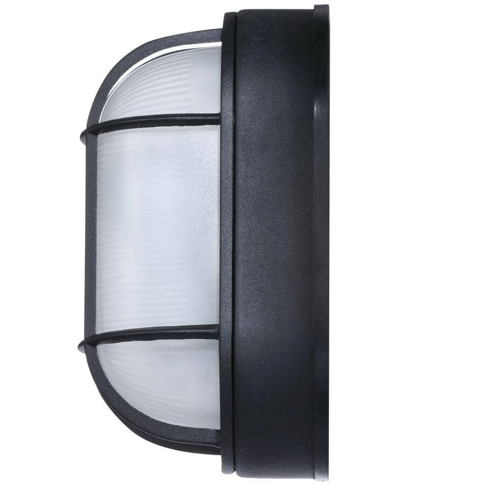 8.5 in. Black Oval 1-Light Outdoor Bulkhead Wall Lamp by Hampton Bay 7 8.5 in. Black Oval 1-Light Outdoor Bulkhead Wall Lamp by Hampton Bay - Image 7