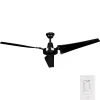 Industrial 60 in. Indoor/Outdoor Black Ceiling Fan with Wall Control, Downrod and Powerful Reversible Motor by Hampton Bay