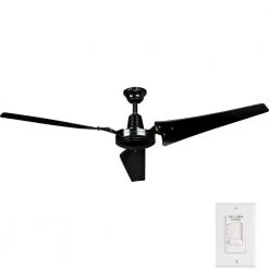 Industrial 60 in. Indoor/Outdoor Black Ceiling Fan with Wall Control, Downrod and Powerful Reversible Motor by Hampton Bay