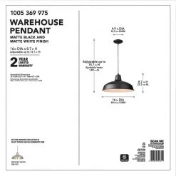1-Light Black Warehouse Pendant Hanging Light with Metal Shade by Hampton Bay -Hampton Bay Sales black hampton bay chandeliers af 1032r bk 77 1000