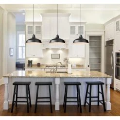 1-Light Black Warehouse Pendant Hanging Light with Metal Shade by Hampton Bay -Hampton Bay Sales black hampton bay chandeliers af 1032r bk fa 1000