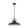 Wilhelm 16 in. 1-Light Black Industrial Farmhouse Hanging Kitchen Pendant Light with Metal Shade by Hampton Bay