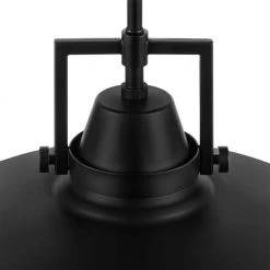 Wilhelm 16 in. 1-Light Black Industrial Farmhouse Hanging Kitchen Pendant Light with Metal Shade by Hampton Bay -Hampton Bay Sales black hampton bay chandeliers l4927 16 bk a0 1000