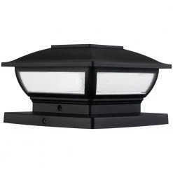 3.5 in. x 3.5 in. Outdoor Black Solar Integrated LED Plastic Post Cap Light with a 5.5 in. x 5.5 in. Adaptor (2-Pack) by Hampton Bay -Hampton Bay Sales black hampton bay deck post lights 2211 np3 40 1000