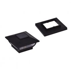 3.5 in. x 3.5 in. Outdoor Black Solar Integrated LED Plastic Post Cap Light with a 5.5 in. x 5.5 in. Adaptor (2-Pack) by Hampton Bay -Hampton Bay Sales black hampton bay deck post lights 2211 np3 4f 1000