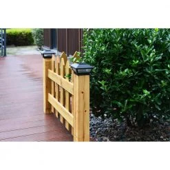 3.5 in. x 3.5 in. Outdoor Black Solar Integrated LED Plastic Post Cap Light with a 5.5 in. x 5.5 in. Adaptor (2-Pack) by Hampton Bay -Hampton Bay Sales black hampton bay deck post lights 2211 np3 c3 1000