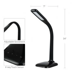 24 in. Black LED Desk Lamp with Advanced Control Features by Hampton Bay -Hampton Bay Sales black hampton bay desk lamps ds19239 44 1000