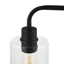 Andra 22.5 in. Black Desk Lamp with Seeded Glass Shade and USB Port by Hampton Bay -Hampton Bay Sales black hampton bay desk lamps hdp15143 1d 1000