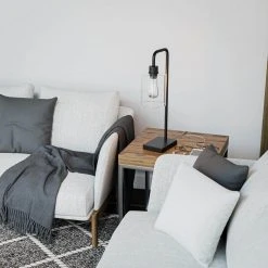 Andra 22.5 in. Black Desk Lamp with Seeded Glass Shade and USB Port by Hampton Bay -Hampton Bay Sales black hampton bay desk lamps hdp15143 c3 1000