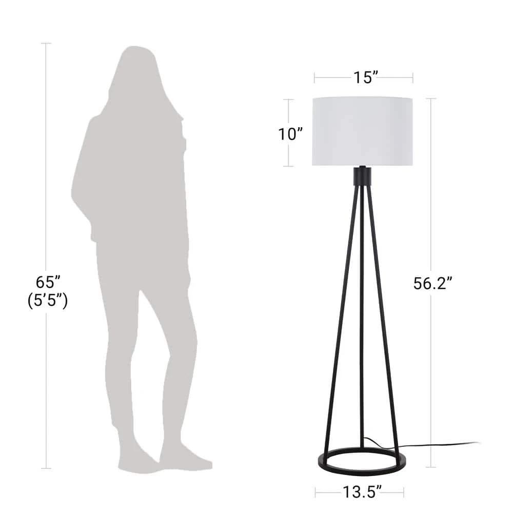 Higgins 56.25 in. Black Tripod Floor Lamp with Round Base by Hampton Bay 11 Higgins 56.25 in. Black Tripod Floor Lamp with Round Base by Hampton Bay - Image 11