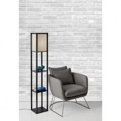 63 in. Black Shelf Floor Lamp by Hampton Bay -Hampton Bay Sales black hampton bay floor lamps 3138 01 1f 1000