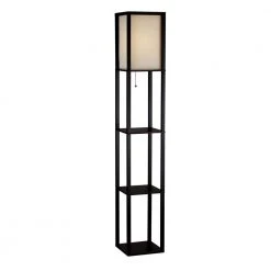 63 in. Black Shelf Floor Lamp by Hampton Bay