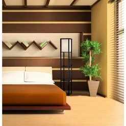 63 in. Black Shelf Floor Lamp by Hampton Bay -Hampton Bay Sales black hampton bay floor lamps 3138 01 fa 1000