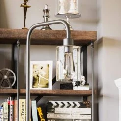 Andra 61 in. Black Floor Lamp with Seeded Glass Shade by Hampton Bay -Hampton Bay Sales black hampton bay floor lamps hdp15136 4f 1000