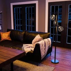 Torrance 65 in. Black Floor Lamp with Open Wire Frame Shade by Hampton Bay -Hampton Bay Sales black hampton bay floor lamps hdp15141 31 1000