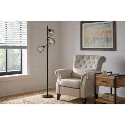 Torrance 65 in. Black Floor Lamp with Open Wire Frame Shade by Hampton Bay -Hampton Bay Sales black hampton bay floor lamps hdp15141 e1 1000
