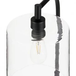 62 .5 in. Black Cline Floor Lamp with Clear Glass Shade by Hampton Bay -Hampton Bay Sales black hampton bay floor lamps rs2110002 40 1000