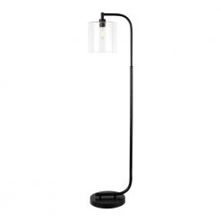 62 .5 in. Black Cline Floor Lamp with Clear Glass Shade by Hampton Bay