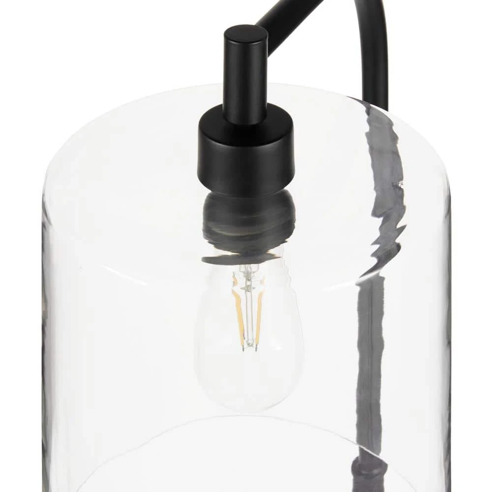 Cline 62 .5 in. Black Clear Glass Shaded Floor Lamp - Title 20 by Hampton Bay 3 Cline 62 .5 in. Black Clear Glass Shaded Floor Lamp - Title 20 by Hampton Bay - Image 3