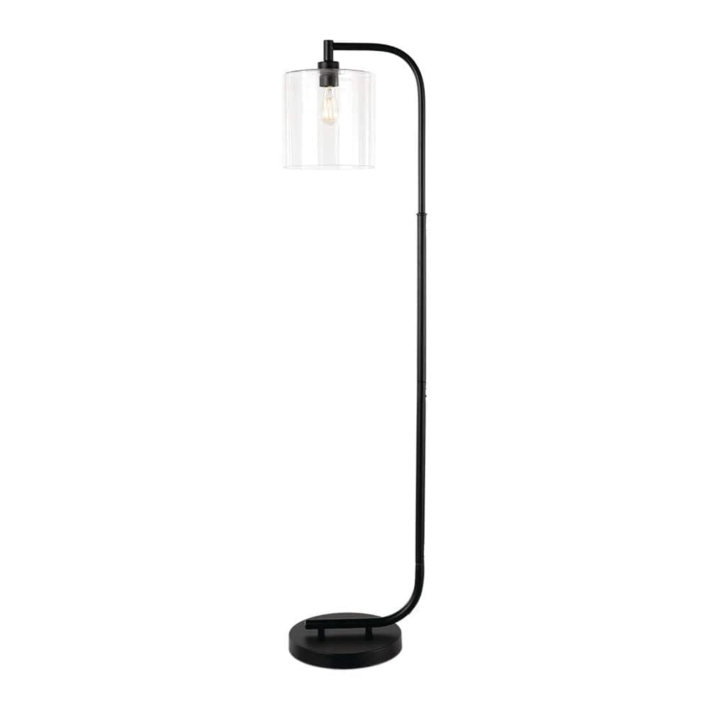 Cline 62 .5 in. Black Clear Glass Shaded Floor Lamp - Title 20 by Hampton Bay 1 Cline 62 .5 in. Black Clear Glass Shaded Floor Lamp - Title 20 by Hampton Bay