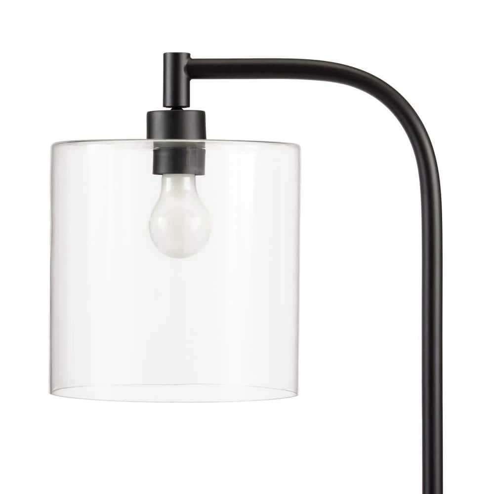 Cline 62 .5 in. Black Clear Glass Shaded Floor Lamp - Title 20 by Hampton Bay 4 Cline 62 .5 in. Black Clear Glass Shaded Floor Lamp - Title 20 by Hampton Bay - Image 4