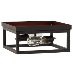 Boswell Quarter 12-1/2 in. 2-Light Black Farmhouse Open Cage Flush Mount Ceiling Light by Hampton Bay -Hampton Bay Sales black hampton bay flush mount lights 8017hbdbdi 1f 1000