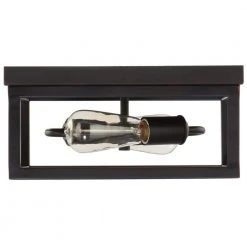 Boswell Quarter 12-1/2 in. 2-Light Black Farmhouse Open Cage Flush Mount Ceiling Light by Hampton Bay -Hampton Bay Sales black hampton bay flush mount lights 8017hbdbdi 4f 1000