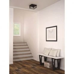 Boswell Quarter 12-1/2 in. 2-Light Black Farmhouse Open Cage Flush Mount Ceiling Light by Hampton Bay -Hampton Bay Sales black hampton bay flush mount lights 8017hbdbdi c3 1000