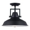 Wilhelm 12 in. 1-Light Black Farmhouse Semi-Flush Mount Kitchen Ceiling Light Fixture by Hampton Bay