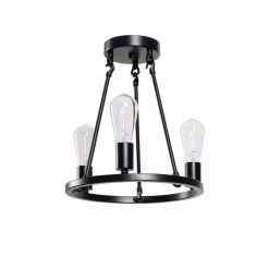 Stratton 14 in. 3-Light Black Semi-Flush Mount by Hampton Bay