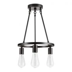 Stratton 14 in. 3-Light Black Semi-Flush Mount by Hampton Bay -Hampton Bay Sales black hampton bay flush mount lights hdp00007 66 1000