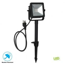 Plug-In Black Outdoor Integrated LED Landscape Flood Light by Hampton Bay