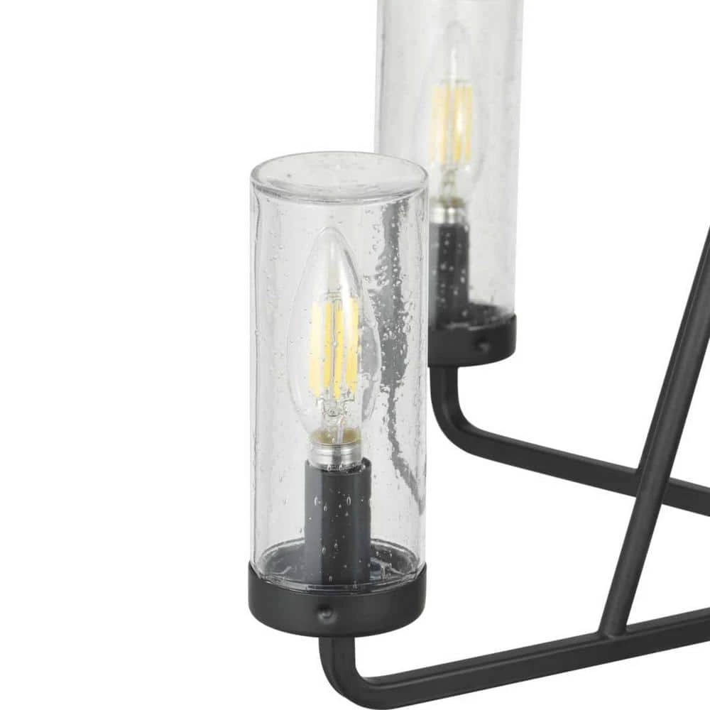 Bainbridge 24 in. 5-Light Black Outdoor Urban Industrial Chandelier with Clear Glass Shades by Hampton Bay 9 Bainbridge 24 in. 5-Light Black Outdoor Urban Industrial Chandelier with Clear Glass Shades by Hampton Bay - Image 9