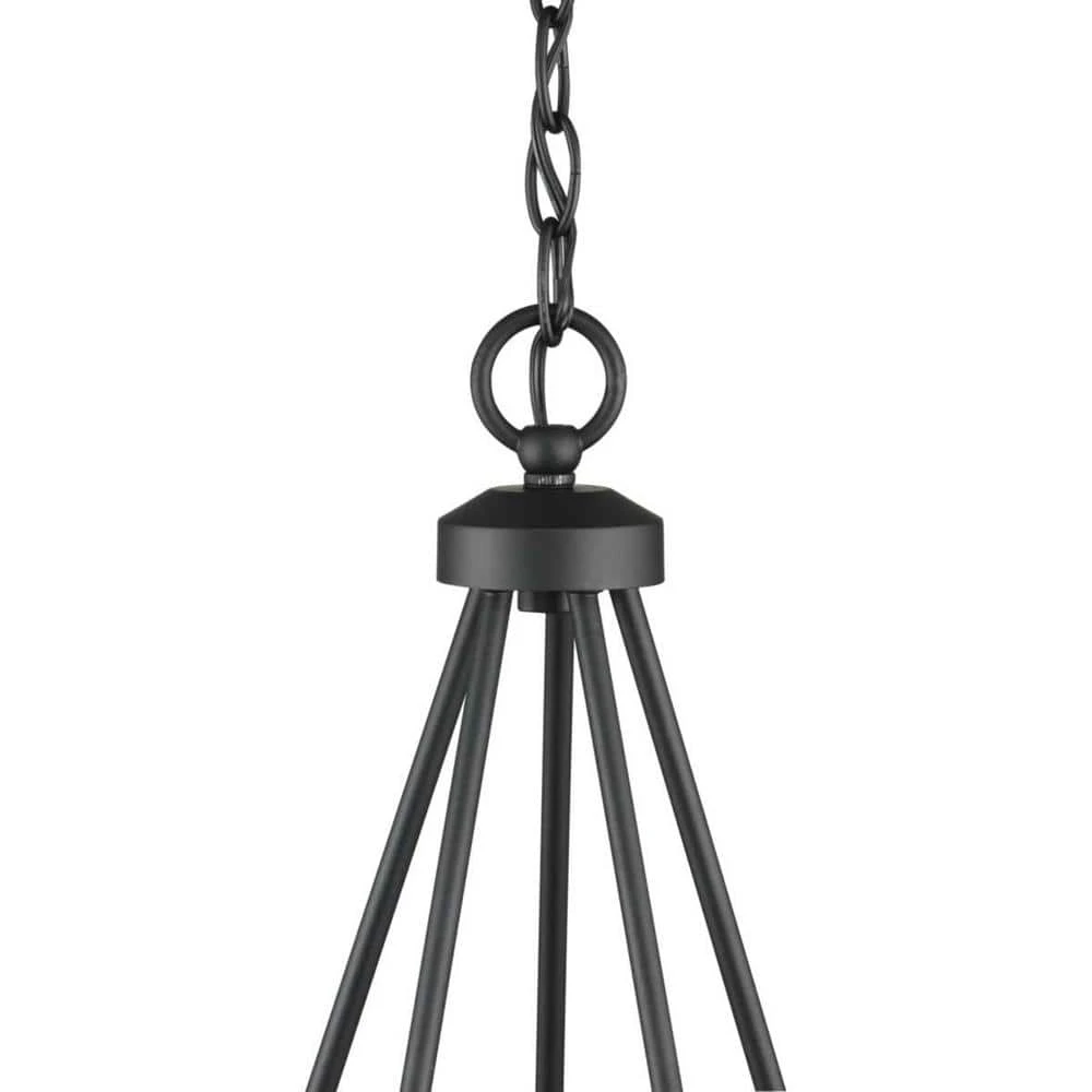 Bainbridge 24 in. 5-Light Black Outdoor Urban Industrial Chandelier with Clear Glass Shades by Hampton Bay 11 Bainbridge 24 in. 5-Light Black Outdoor Urban Industrial Chandelier with Clear Glass Shades by Hampton Bay - Image 11