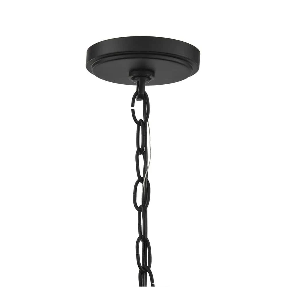 Bainbridge 24 in. 5-Light Black Outdoor Urban Industrial Chandelier with Clear Glass Shades by Hampton Bay 4 Bainbridge 24 in. 5-Light Black Outdoor Urban Industrial Chandelier with Clear Glass Shades by Hampton Bay - Image 4