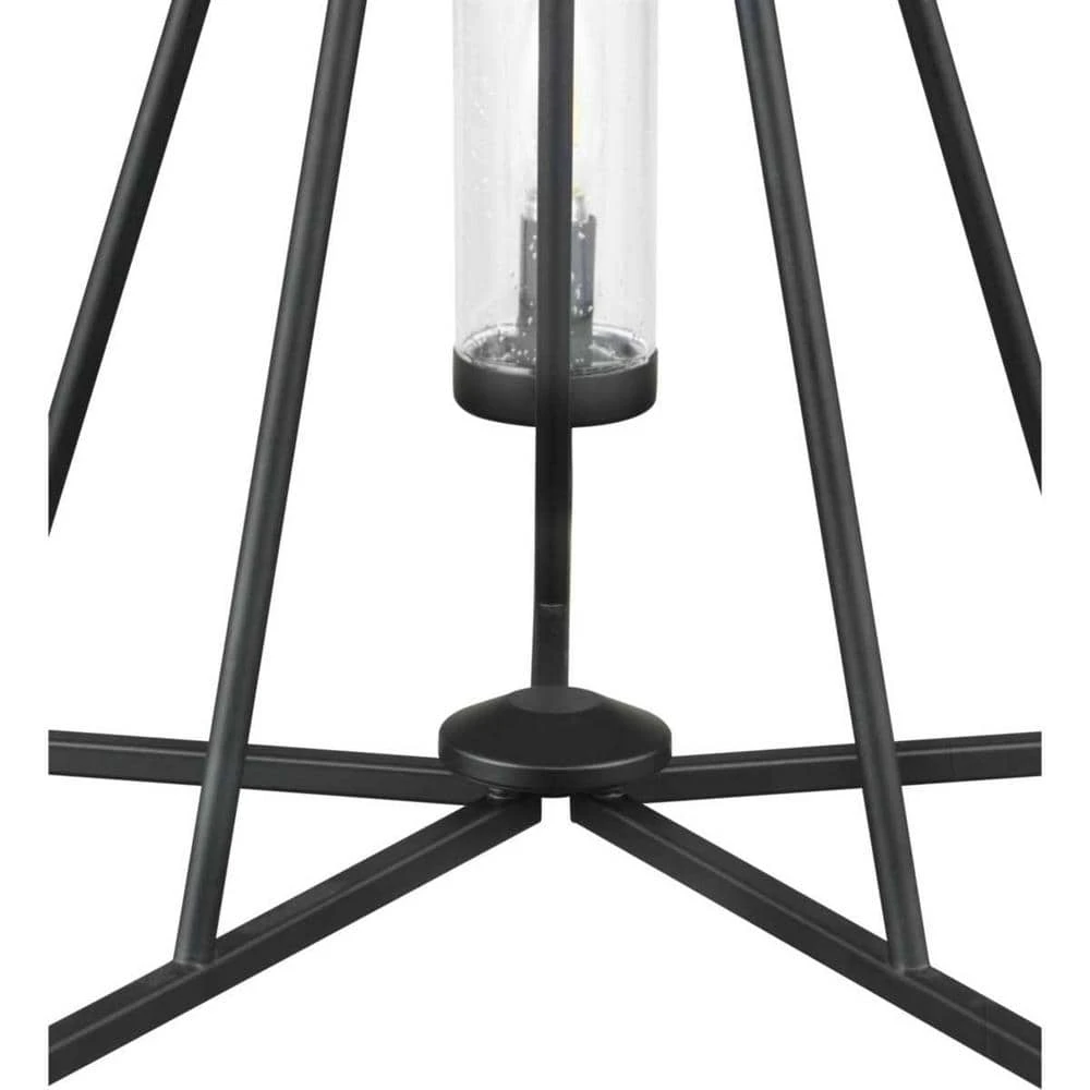 Bainbridge 24 in. 5-Light Black Outdoor Urban Industrial Chandelier with Clear Glass Shades by Hampton Bay 10 Bainbridge 24 in. 5-Light Black Outdoor Urban Industrial Chandelier with Clear Glass Shades by Hampton Bay - Image 10