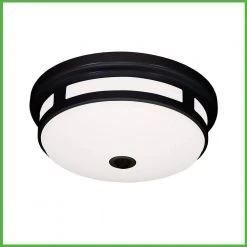 Greenhaven 11 in. 1-Light Matte Black Motion Sensor LED Outdoor Flush Mount Ceiling Light Color Selectable (4-Pack) by Hampton Bay -Hampton Bay Sales black hampton bay outdoor flush mount lights 564281011 4pk 44 1000