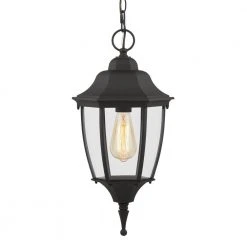 Kinglet 9-5/8 in. W 1-Light Black Outdoor Hanging Pendant with Clear Glass by Hampton Bay -Hampton Bay Sales black hampton bay outdoor pendant lights kve1701al 01 bk a0 1000