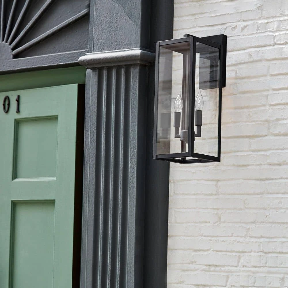 Hurley Modern 2-Light Hardwired Large Outdoor Wall Lantern Sconce Matte Black by Hampton Bay 11 Hurley Modern 2-Light Hardwired Large Outdoor Wall Lantern Sconce Matte Black by Hampton Bay - Image 11