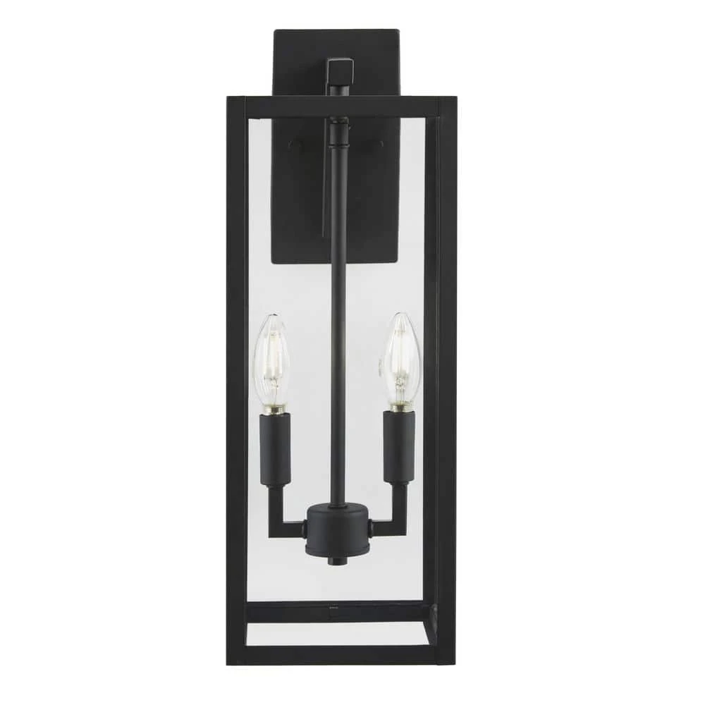 Hurley Modern 2-Light Hardwired Large Outdoor Wall Lantern Sconce Matte Black by Hampton Bay 3 Hurley Modern 2-Light Hardwired Large Outdoor Wall Lantern Sconce Matte Black by Hampton Bay - Image 3