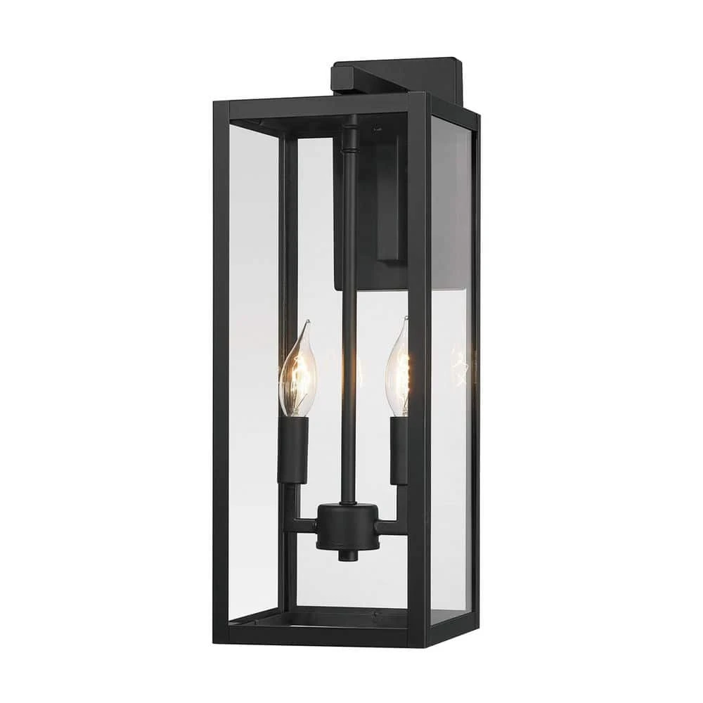Hurley Modern 2-Light Hardwired Large Outdoor Wall Lantern Sconce Matte Black by Hampton Bay 9 Hurley Modern 2-Light Hardwired Large Outdoor Wall Lantern Sconce Matte Black by Hampton Bay - Image 9