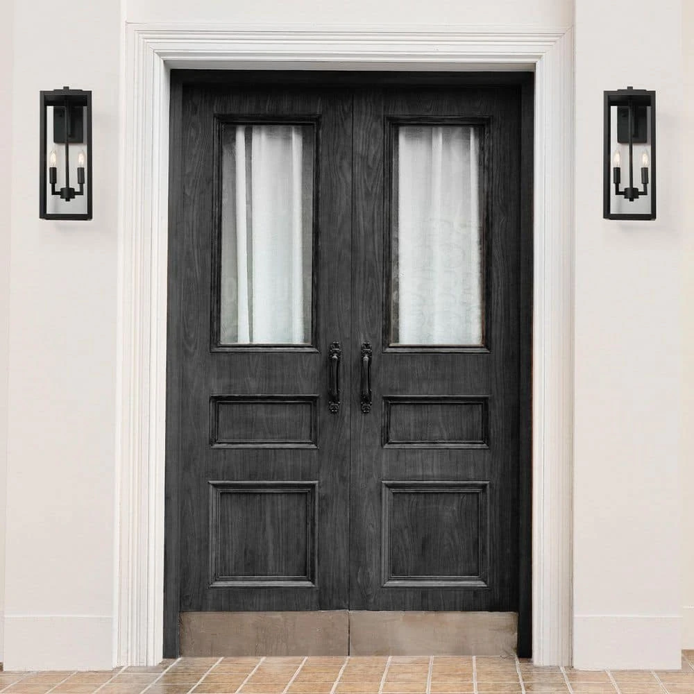 Hurley Modern 2-Light Hardwired Large Outdoor Wall Lantern Sconce Matte Black by Hampton Bay 6 Hurley Modern 2-Light Hardwired Large Outdoor Wall Lantern Sconce Matte Black by Hampton Bay - Image 6