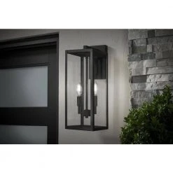Hurley Modern 2-Light Hardwired Large Outdoor Wall Lantern Sconce Matte Black by Hampton Bay 12 Hurley Modern 2-Light Hardwired Large Outdoor Wall Lantern Sconce Matte Black by Hampton Bay -Hampton Bay Sales black hampton bay outdoor sconces 44811 e1 1000