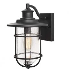 Turner 1-Light Hardwired Large Outdoor Wall Lantern Sconce Matte Black by Hampton Bay