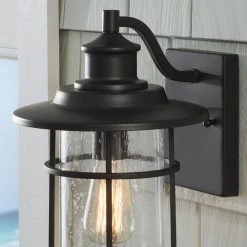 Turner 1-Light Hardwired Large Outdoor Wall Lantern Sconce Matte Black by Hampton Bay -Hampton Bay Sales black hampton bay outdoor sconces 44882 66 1000