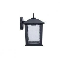 ASHTON 1-Light Black Outdoor Wall Mount Lantern Sconce with Seeded Glass by Hampton Bay -Hampton Bay Sales black hampton bay outdoor sconces 5284002012 40 1000