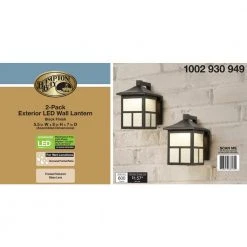 Black Outdoor Integrated LED Wall Lantern Sconce (2-Pack) by Hampton Bay -Hampton Bay Sales black hampton bay outdoor sconces bal 012 4f 1000