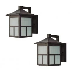 Black Outdoor Integrated LED Wall Lantern Sconce (2-Pack) by Hampton Bay