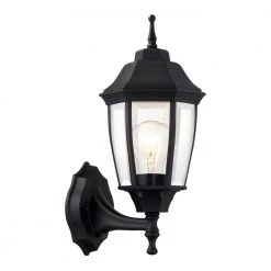 14.5 in. Black Dusk to Dawn Decorative Outdoor Wall Lantern by Hampton Bay