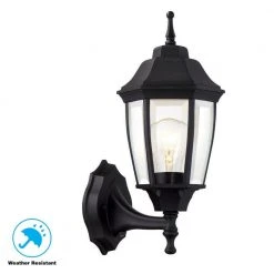 14.5 in. Black Dusk to Dawn Decorative Outdoor Wall Lantern by Hampton Bay 14 14.5 in. Black Dusk to Dawn Decorative Outdoor Wall Lantern by Hampton Bay -Hampton Bay Sales black hampton bay outdoor sconces g14796 bk 77 1000